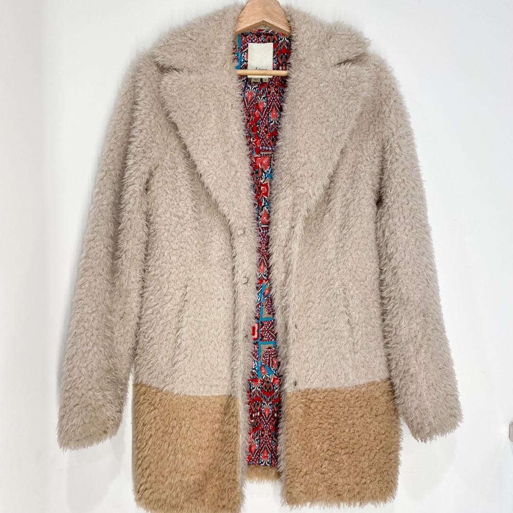 Anthropologie Elevenses Faux Fur Coat